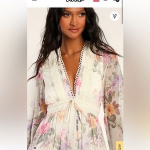 Long sleeve floral mini dress